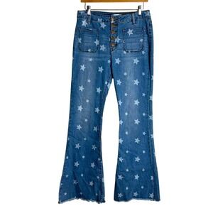 8th of La Women's Star Print Button Fly Flare Bell Bottom Denim Jeans Size 30/11